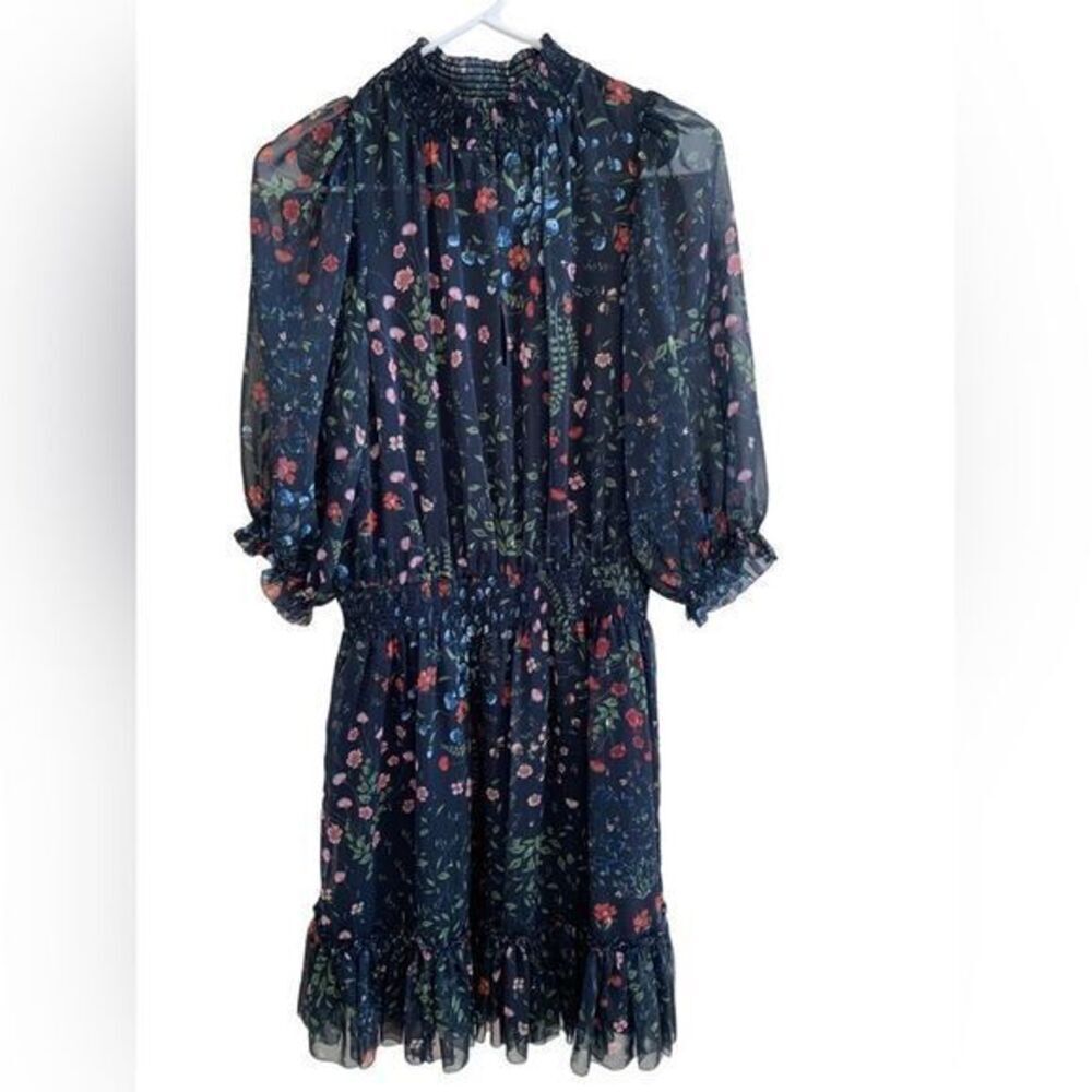 Joie Blue Mini Dress with Metallic Accents Sz M